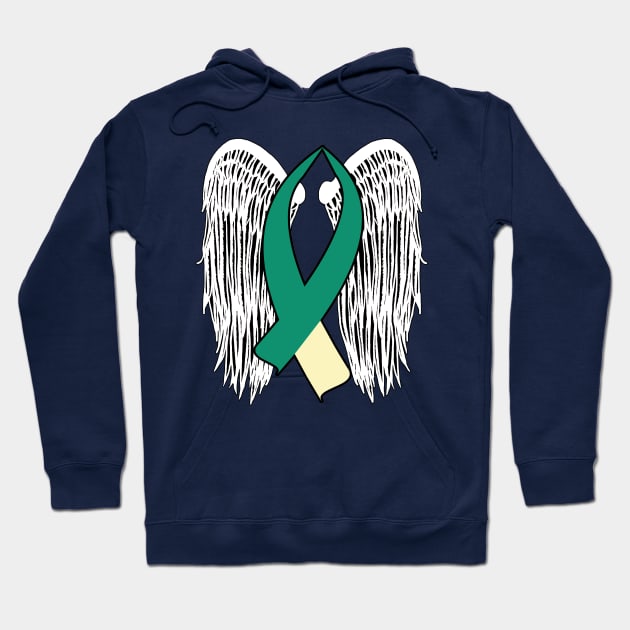 Winged Awareness Ribbon (Teal & Cream) Hoodie by BlakCircleGirl